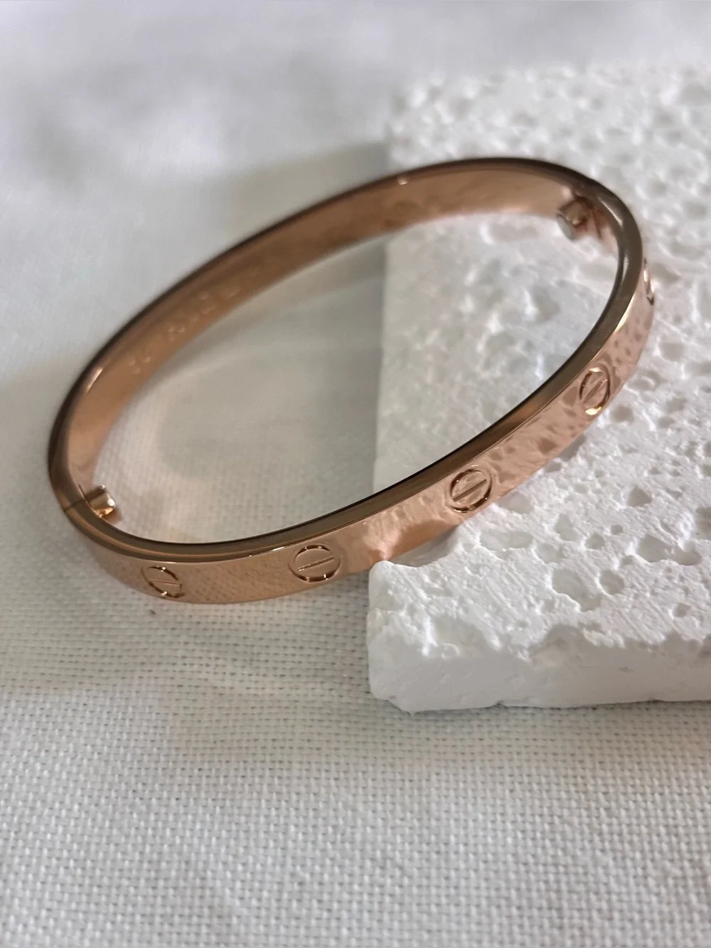 Rose Gold Screw Motif Love Bangle Bracelet With Screwdriver 🪛